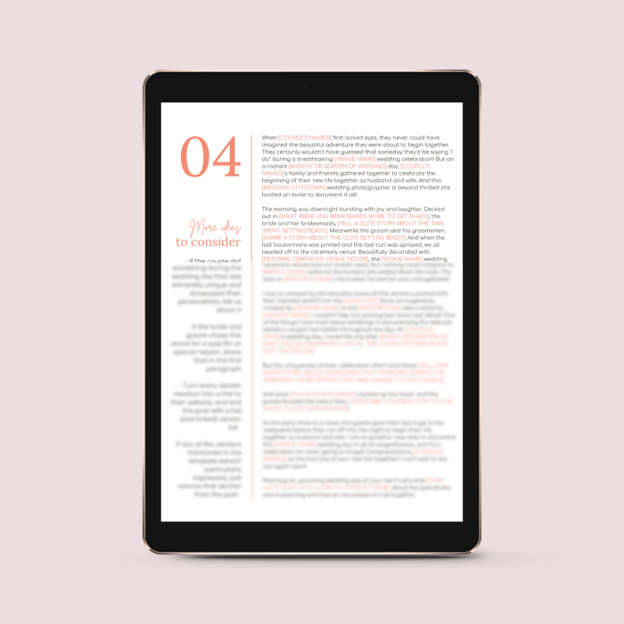 The Wedding Photographer’s Essential Collection of Blog Post Templates